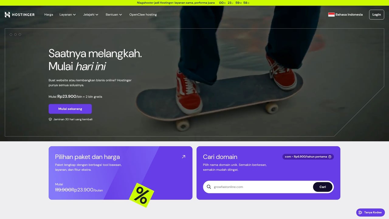 Screenshot of Niagahoster website