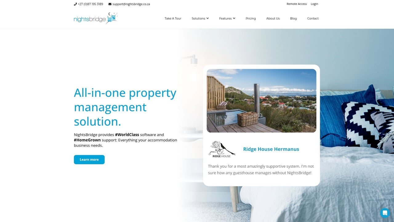 Screenshot of NightsBridge website
