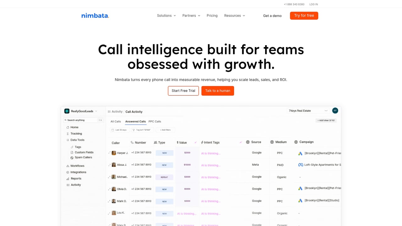Screenshot of Nimbata website