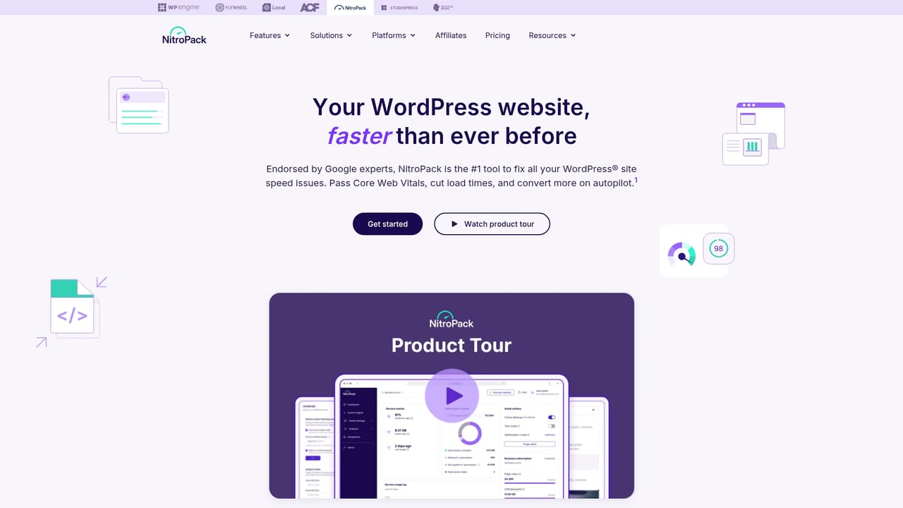 Screenshot of NitroPack website