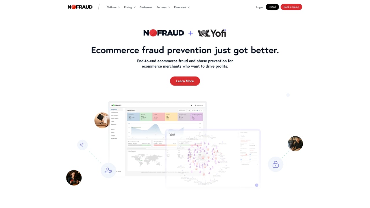Screenshot of NoFraud website