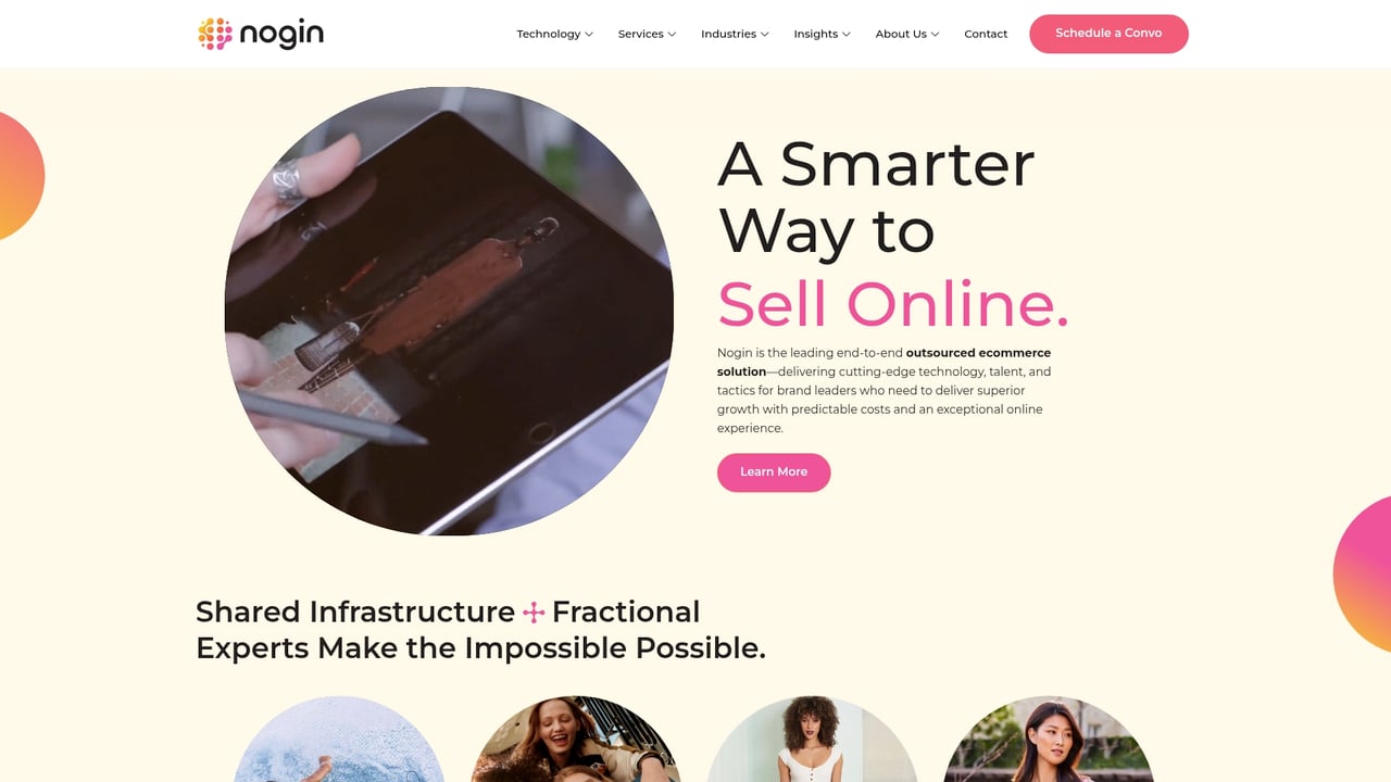 Screenshot of Nogin website