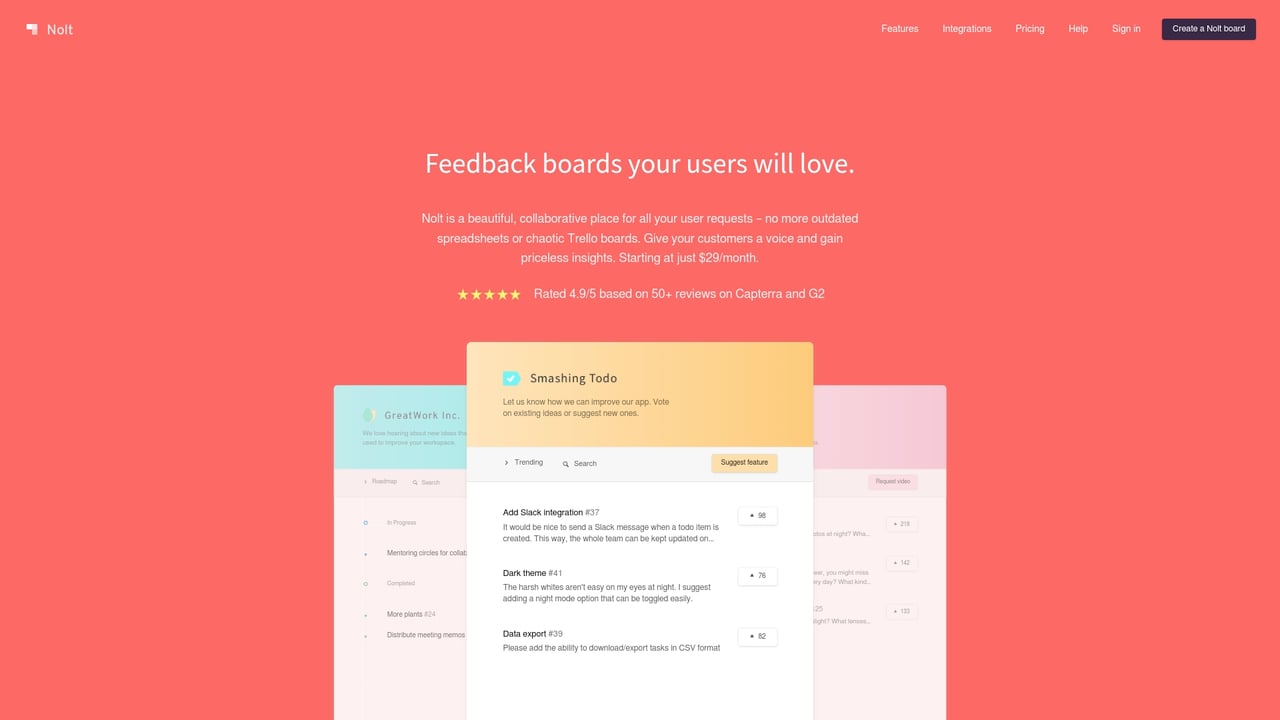 Screenshot of Nolt website