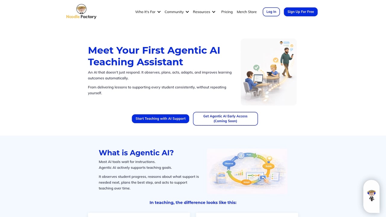 Screenshot of Noodle Factory website