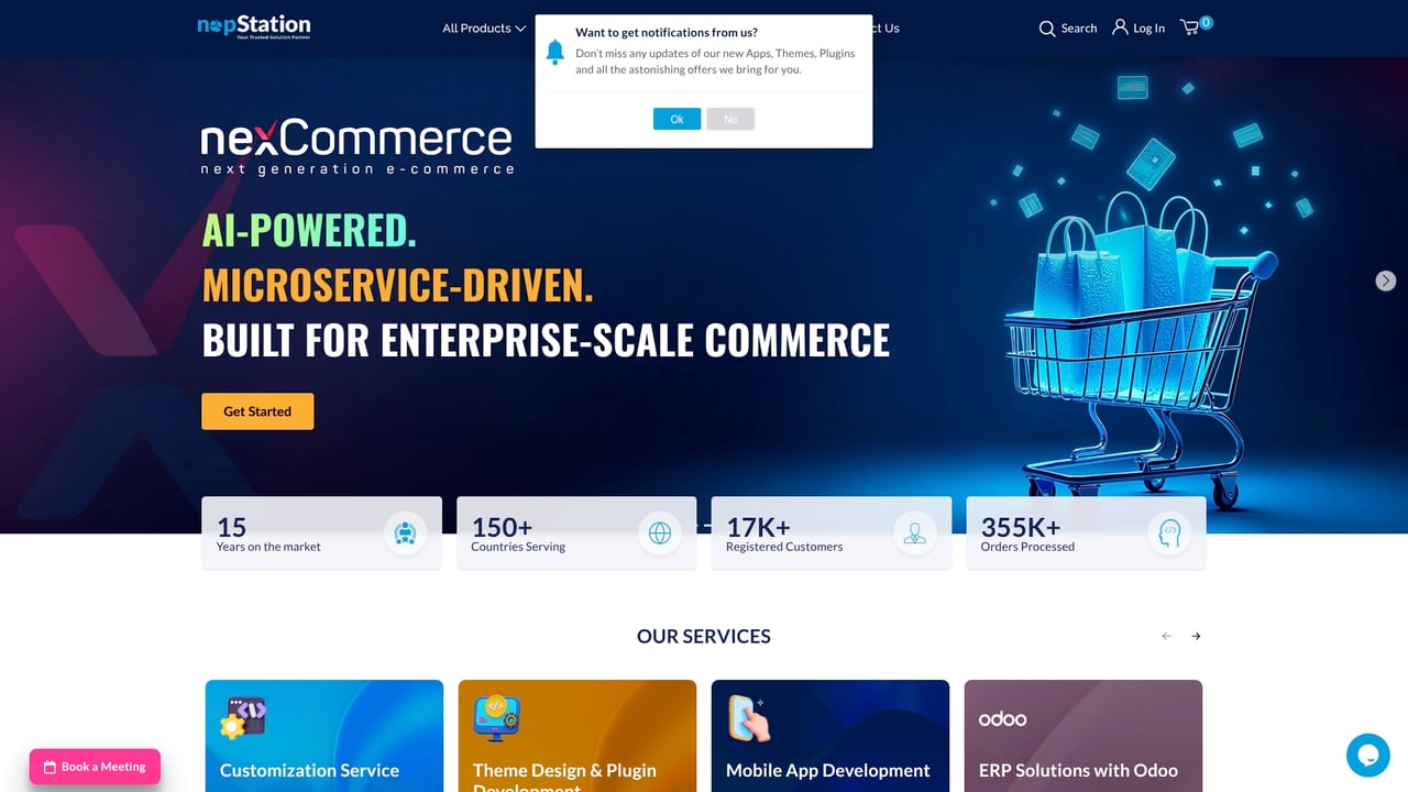 Screenshot of nopStation website