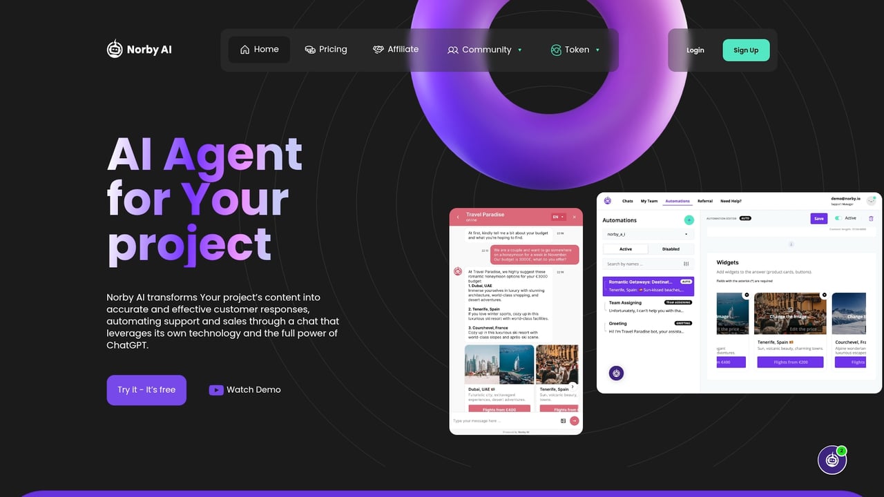 Screenshot of Norby website