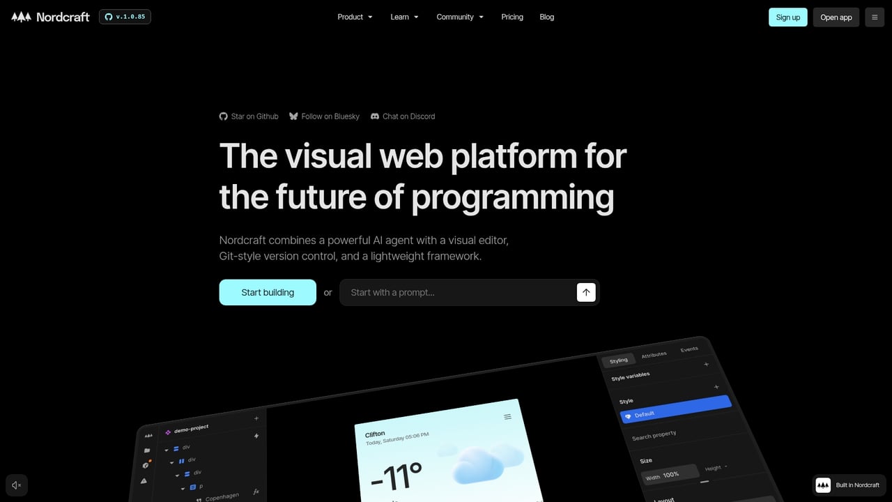 Screenshot of Nordcraft website