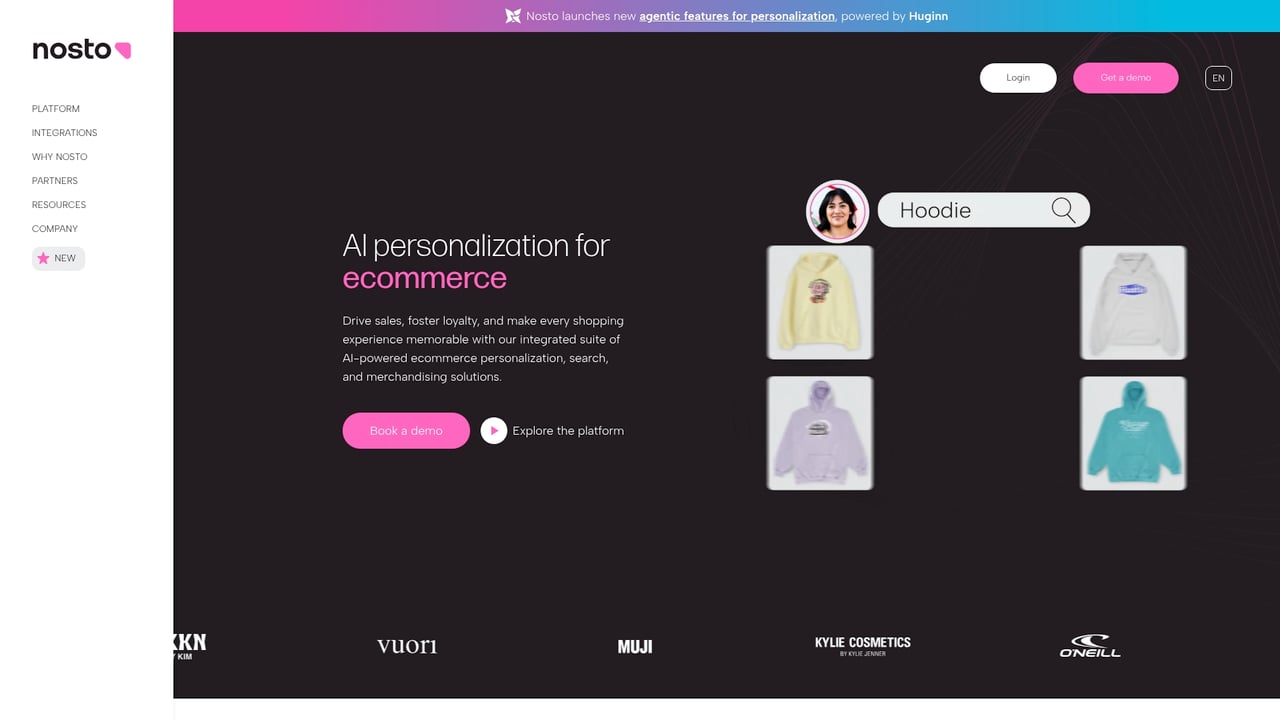 Screenshot of Nosto website