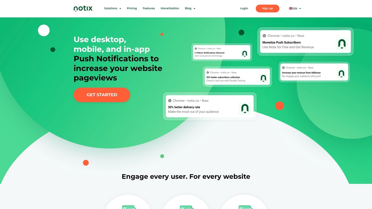 Screenshot of Notix website