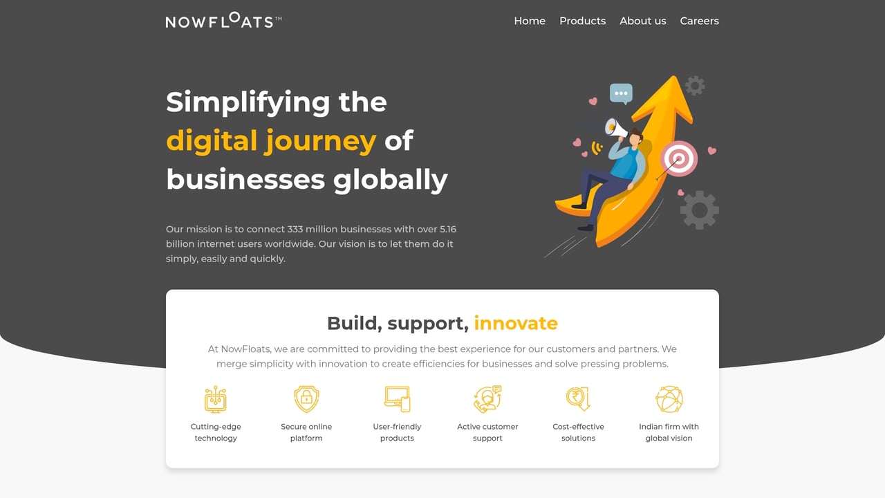 Screenshot of Nowfloats website