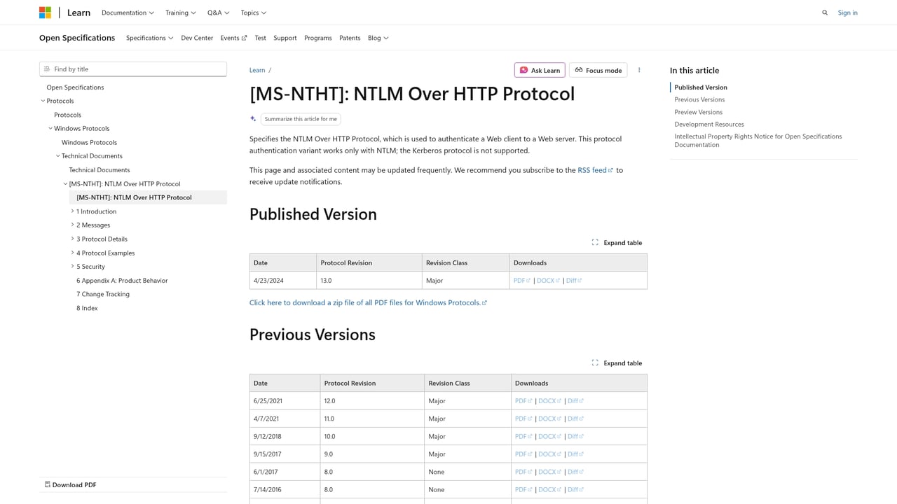 Screenshot of NTLM website