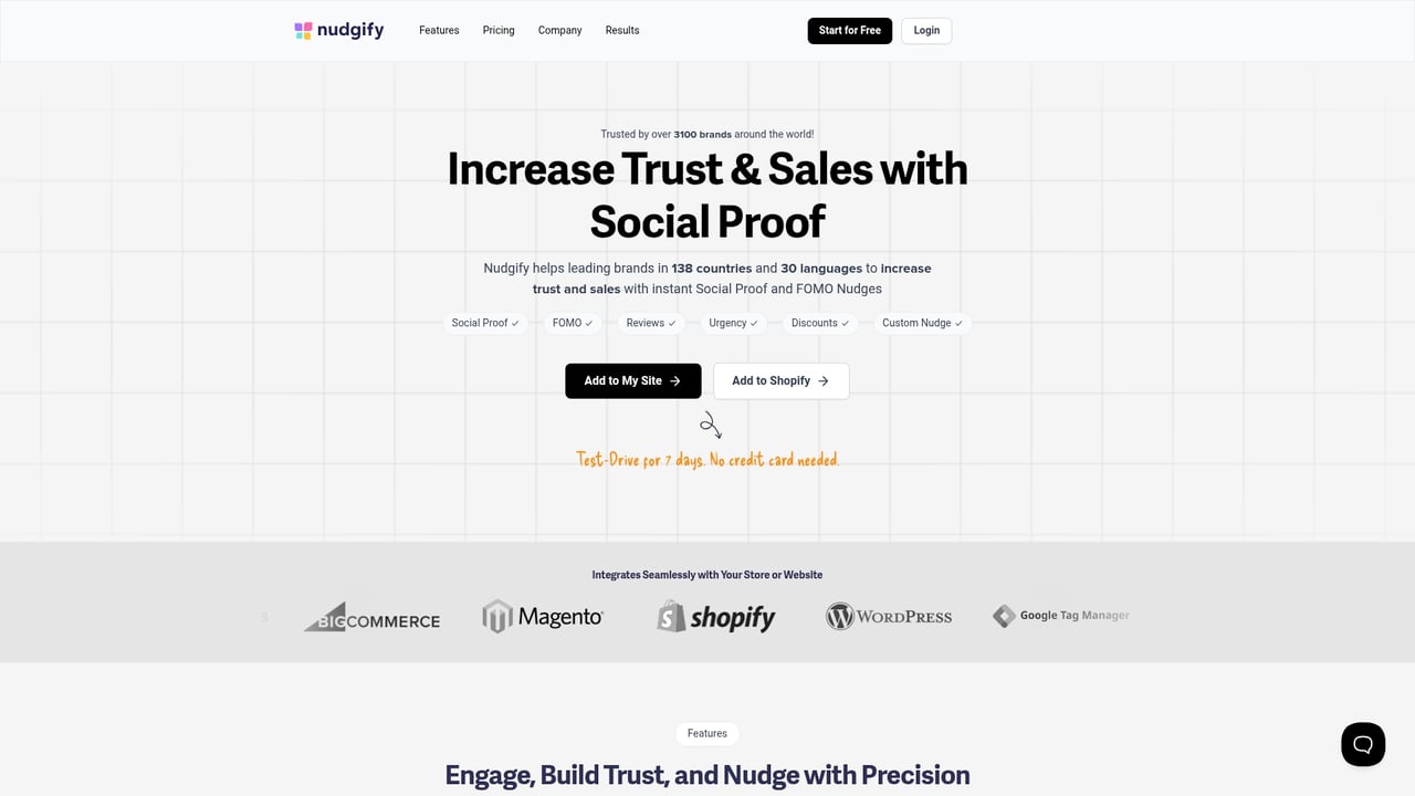 Screenshot of Nudgify website