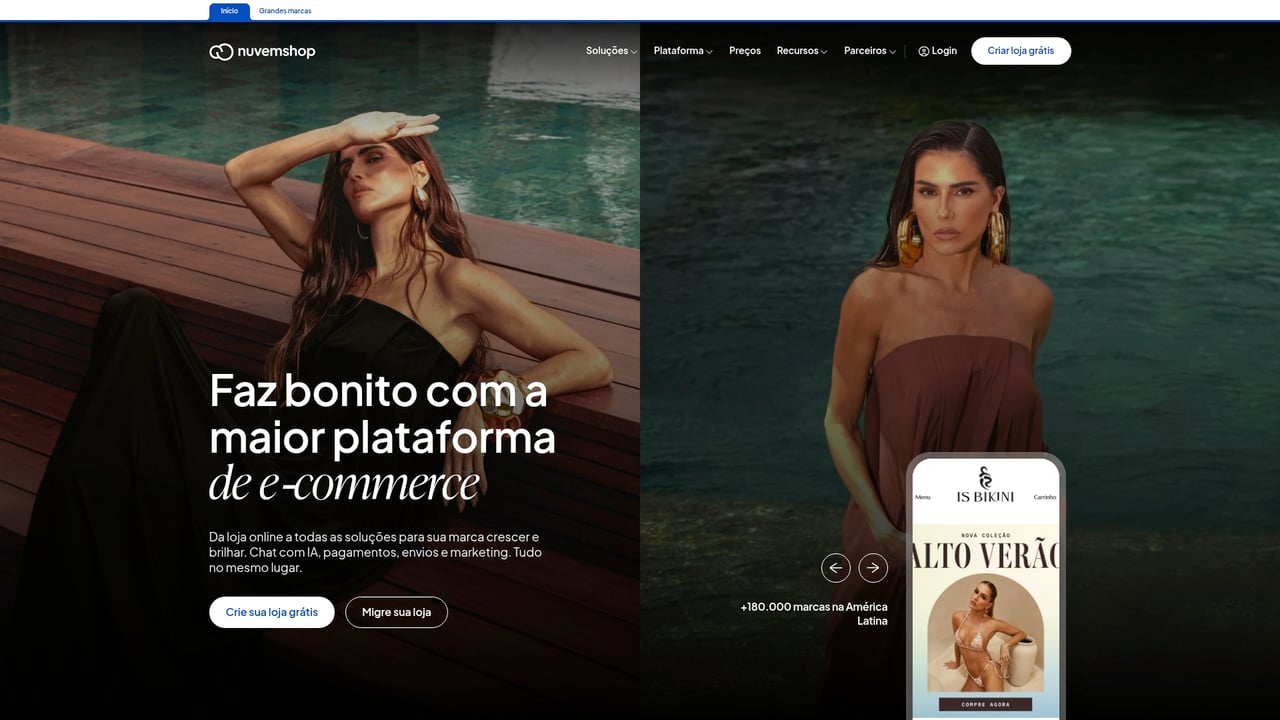 Screenshot of Nuvemshop website