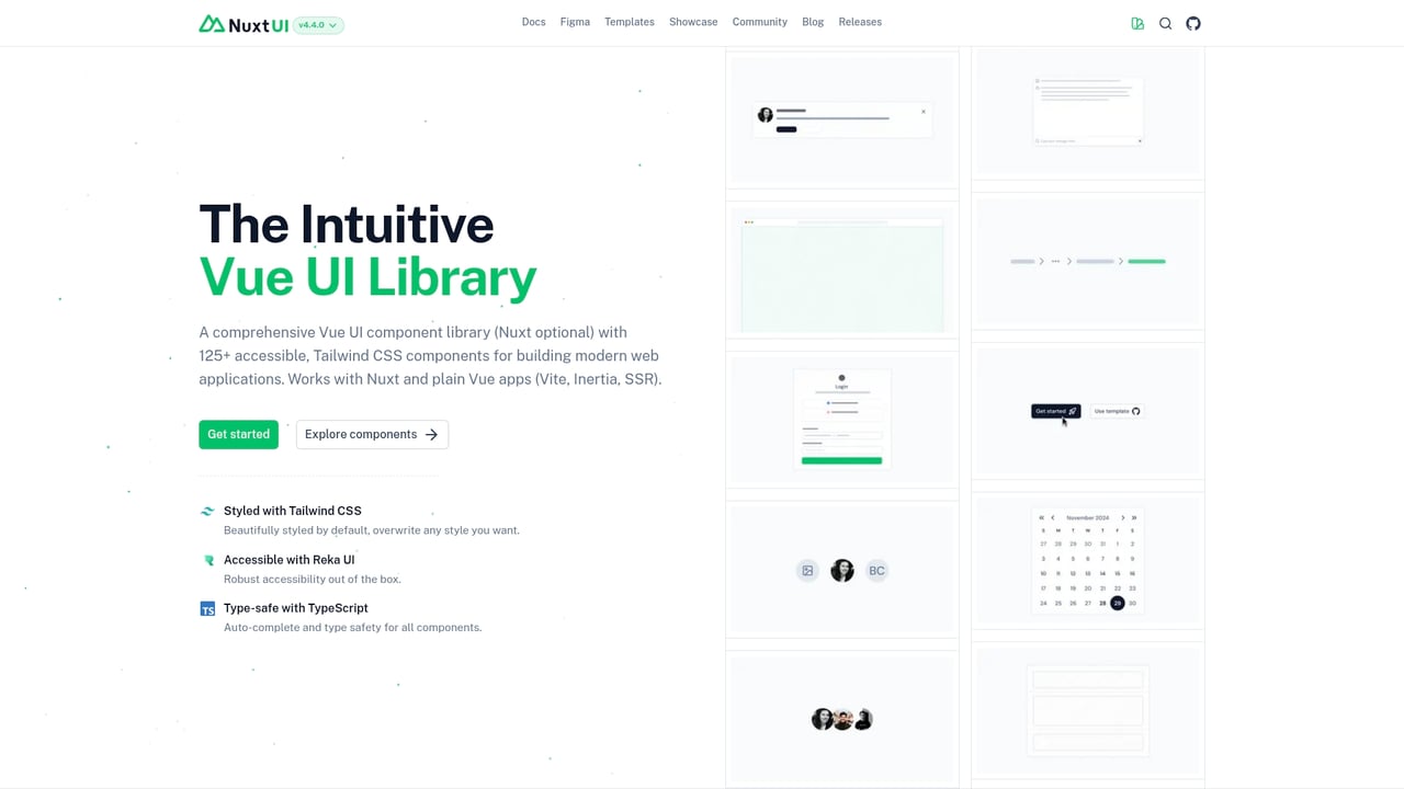 Screenshot of Nuxt UI website
