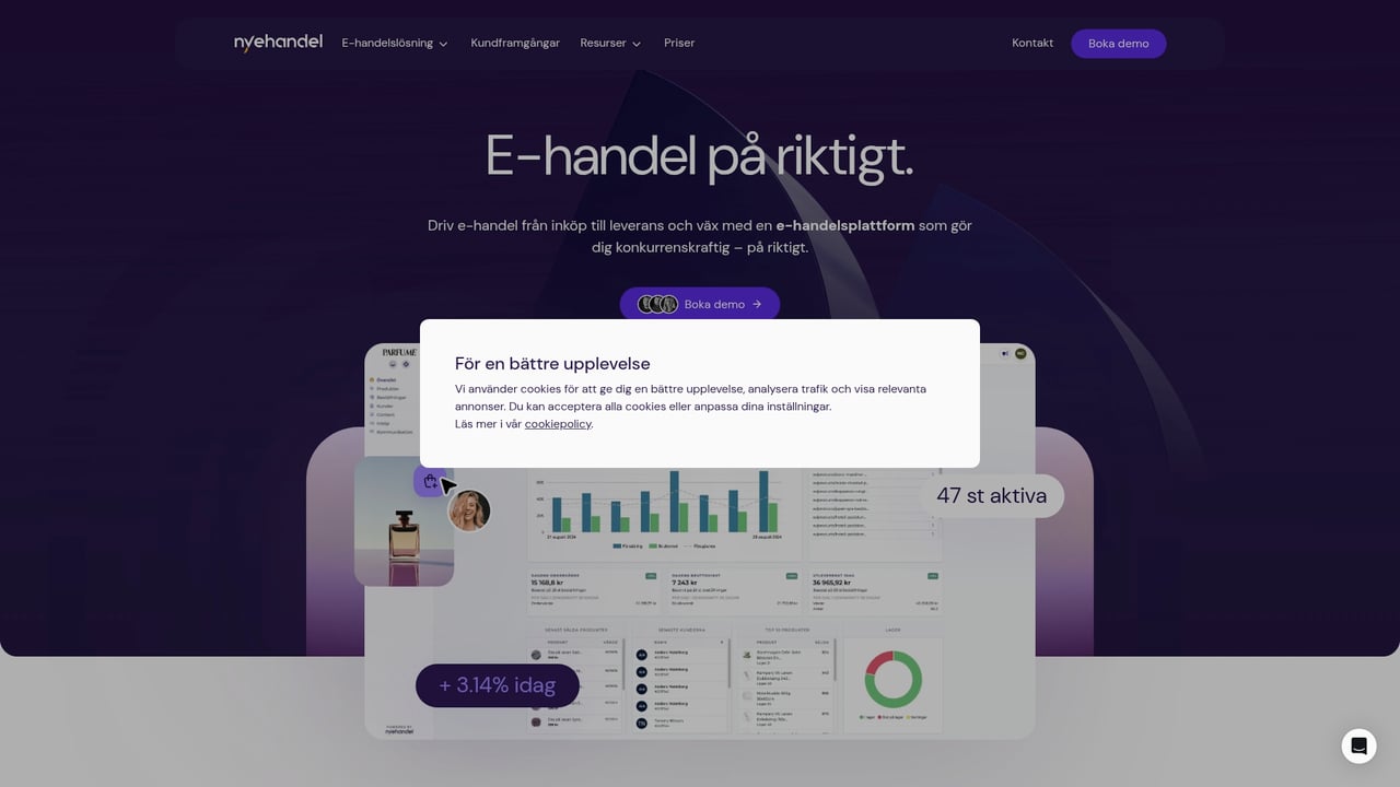 Screenshot of Nyehandel website