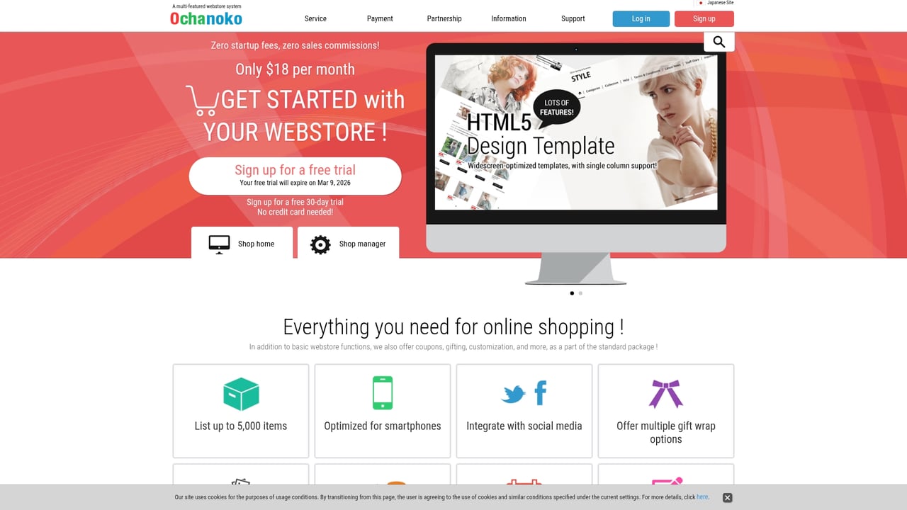 Screenshot of Ochanoko website