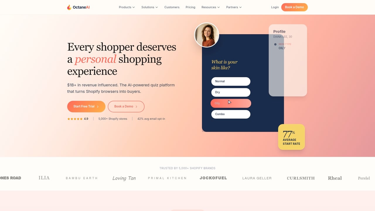 Screenshot of Octane AI website
