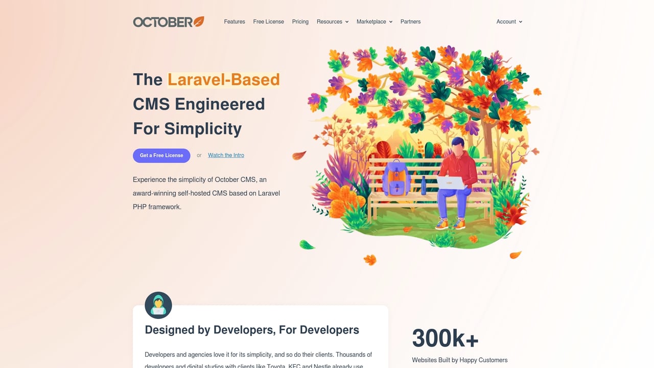 Screenshot of October CMS website