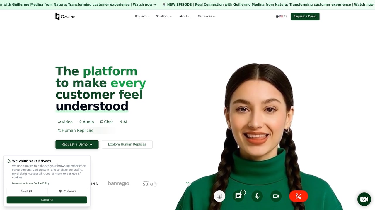 Screenshot of Ocular website