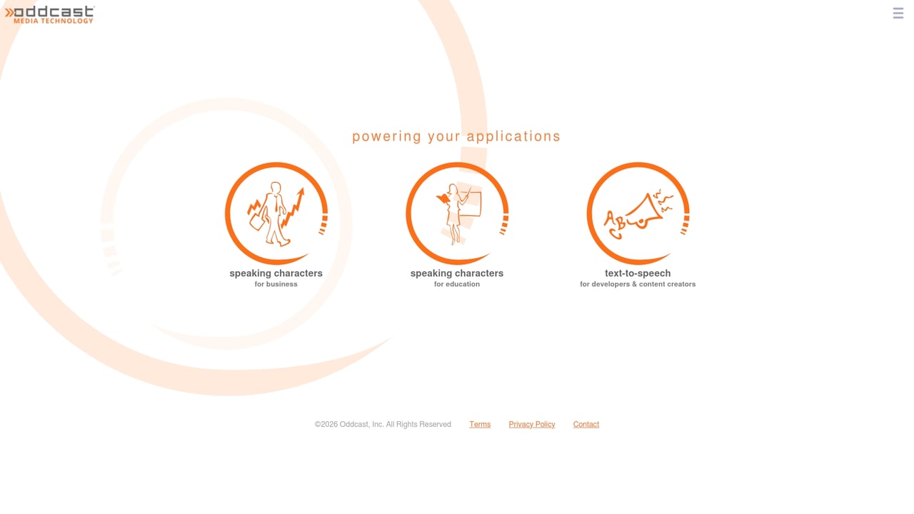 Screenshot of Oddcast website