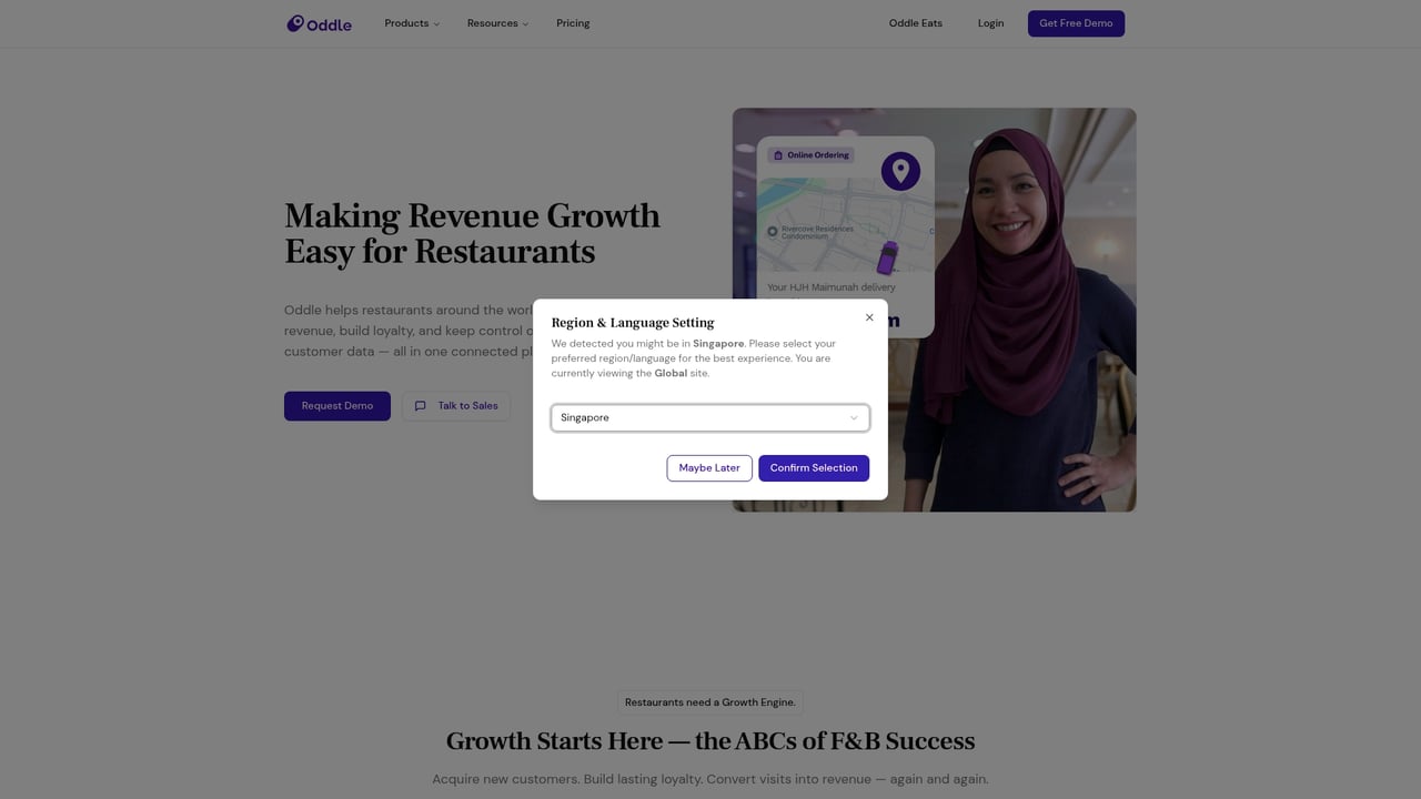 Screenshot of Oddle website