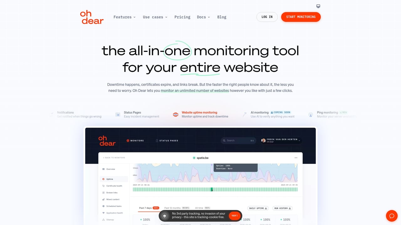 Screenshot of Oh Dear website