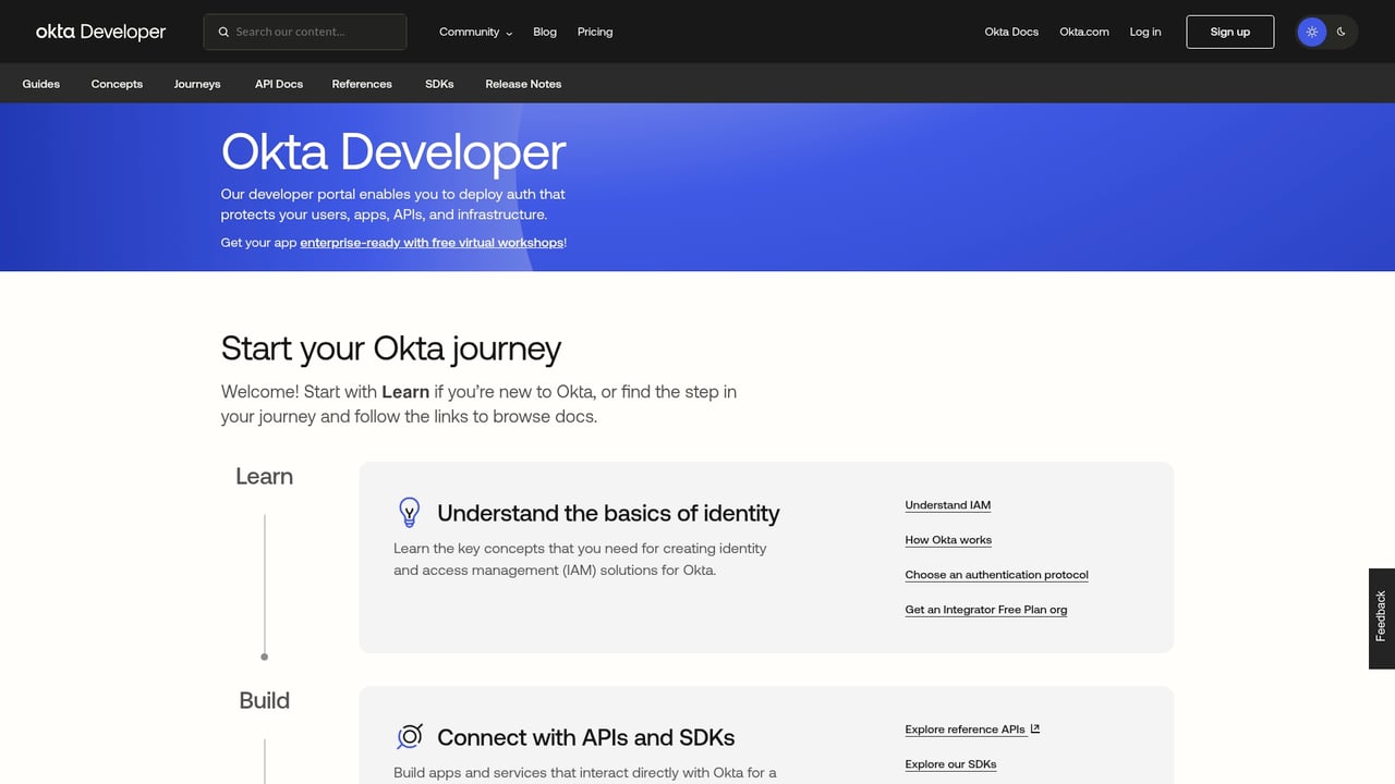 Screenshot of Okta website
