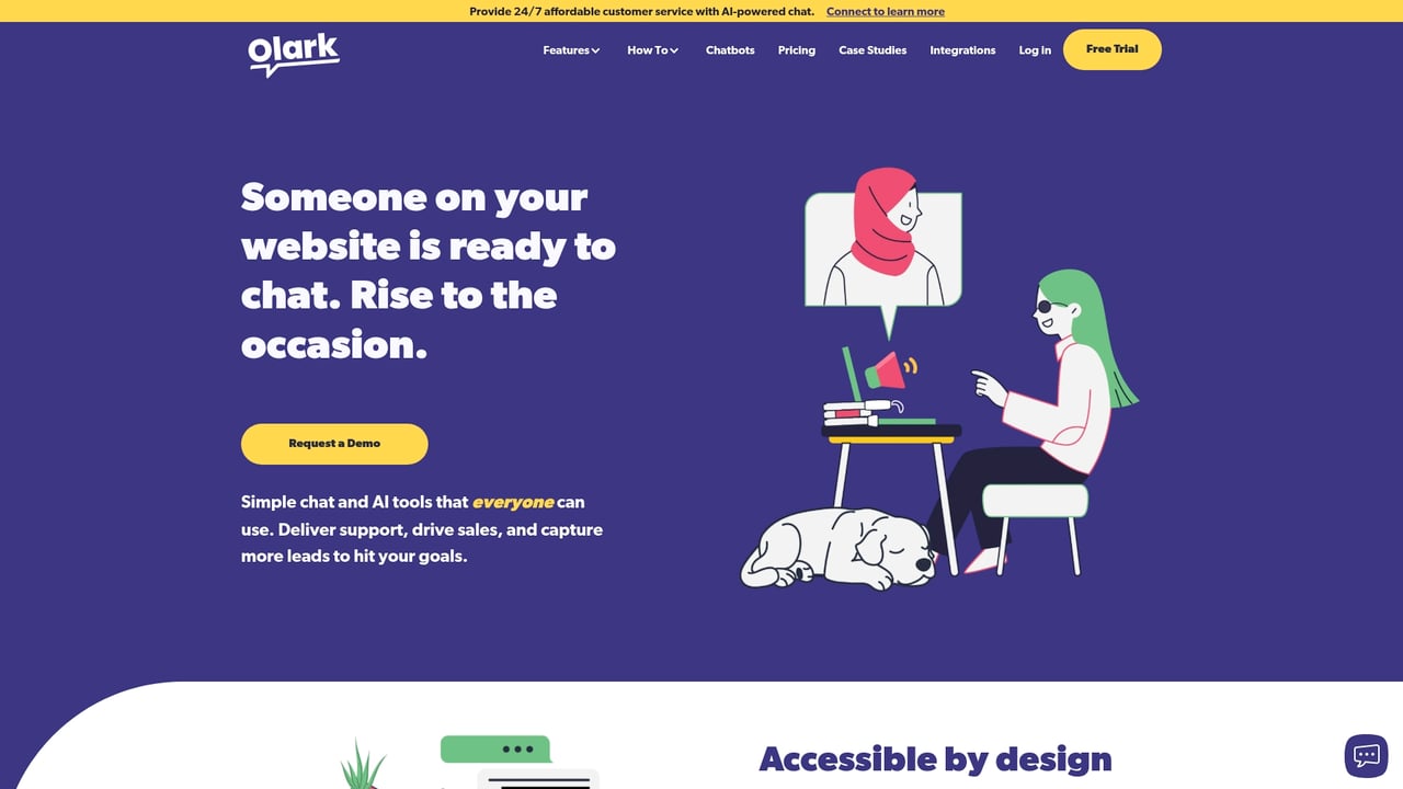 Screenshot of Olark website