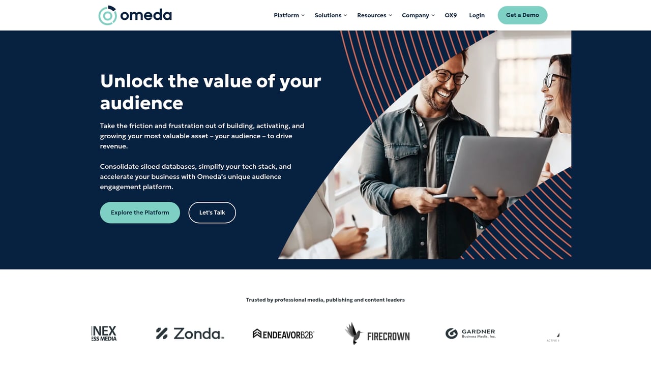 Screenshot of Omeda website