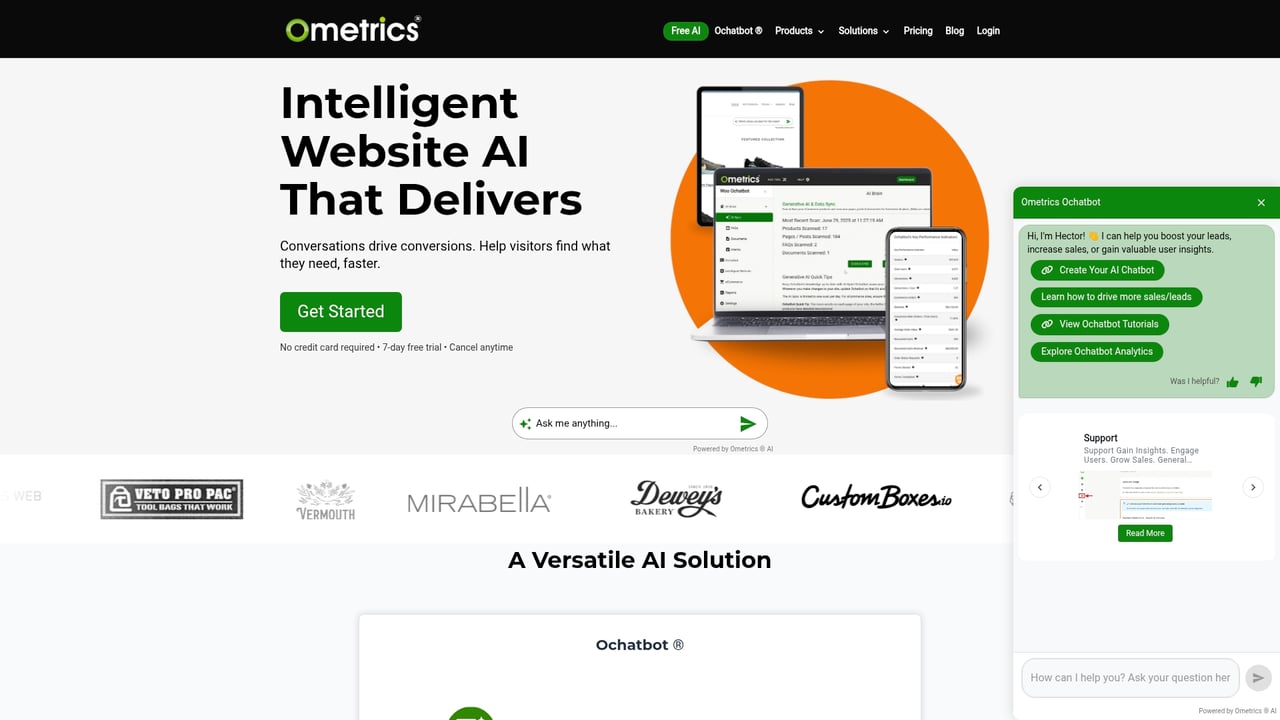 Screenshot of Ometrics website