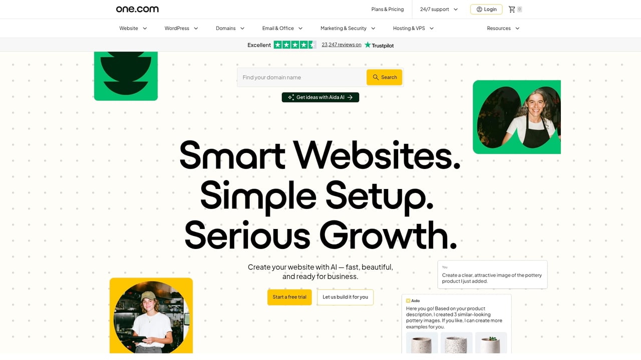 Screenshot of One.com website