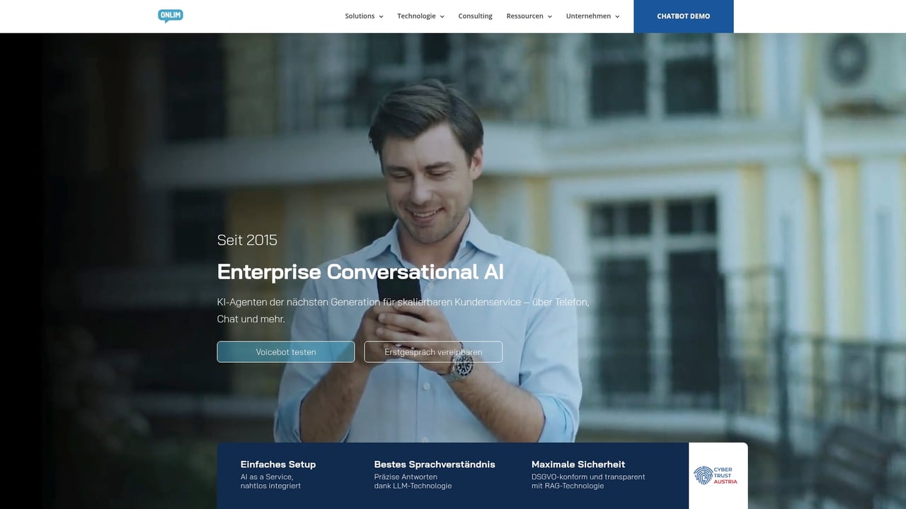 Screenshot of Onlim website
