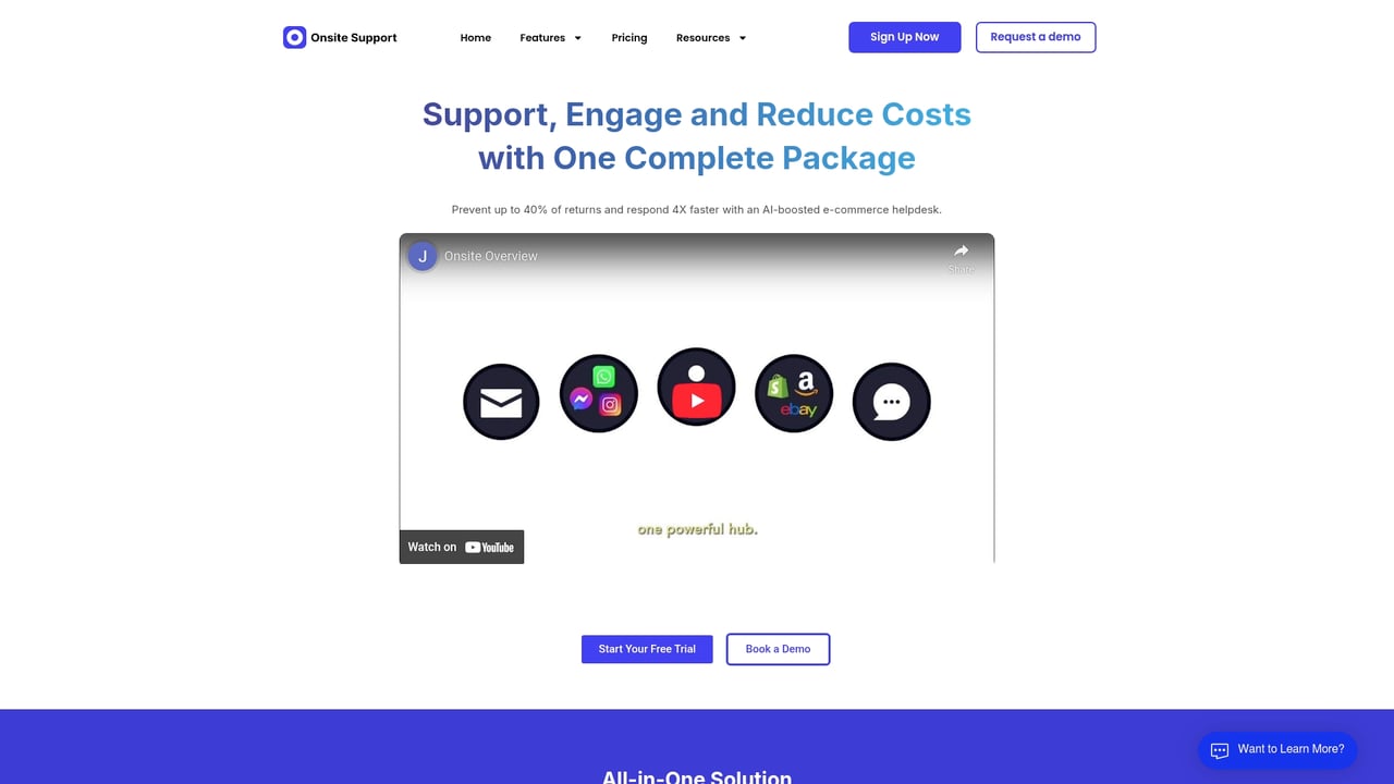 Screenshot of Onsite Support website