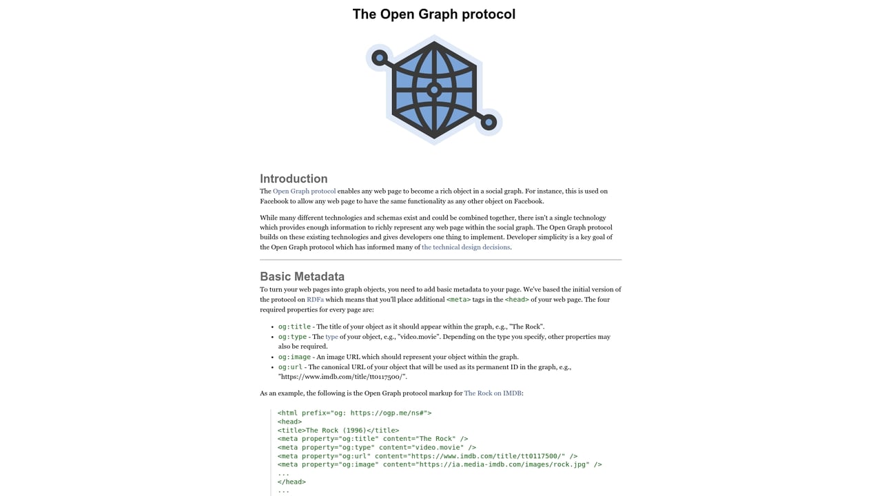 Screenshot of Open Graph website