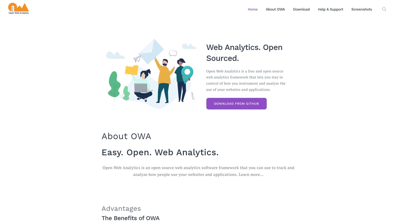 Screenshot of Open Web Analytics website