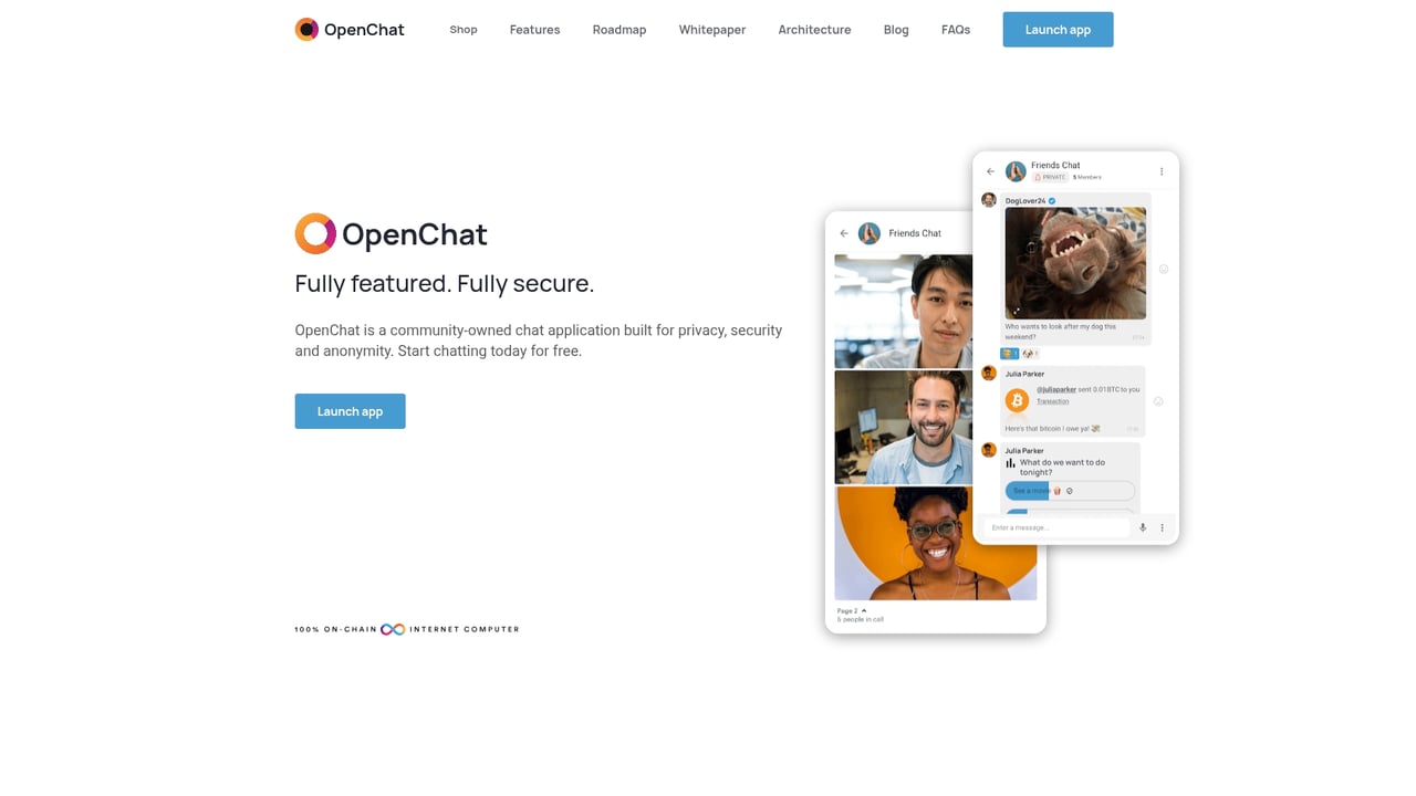 Screenshot of OpenChat website