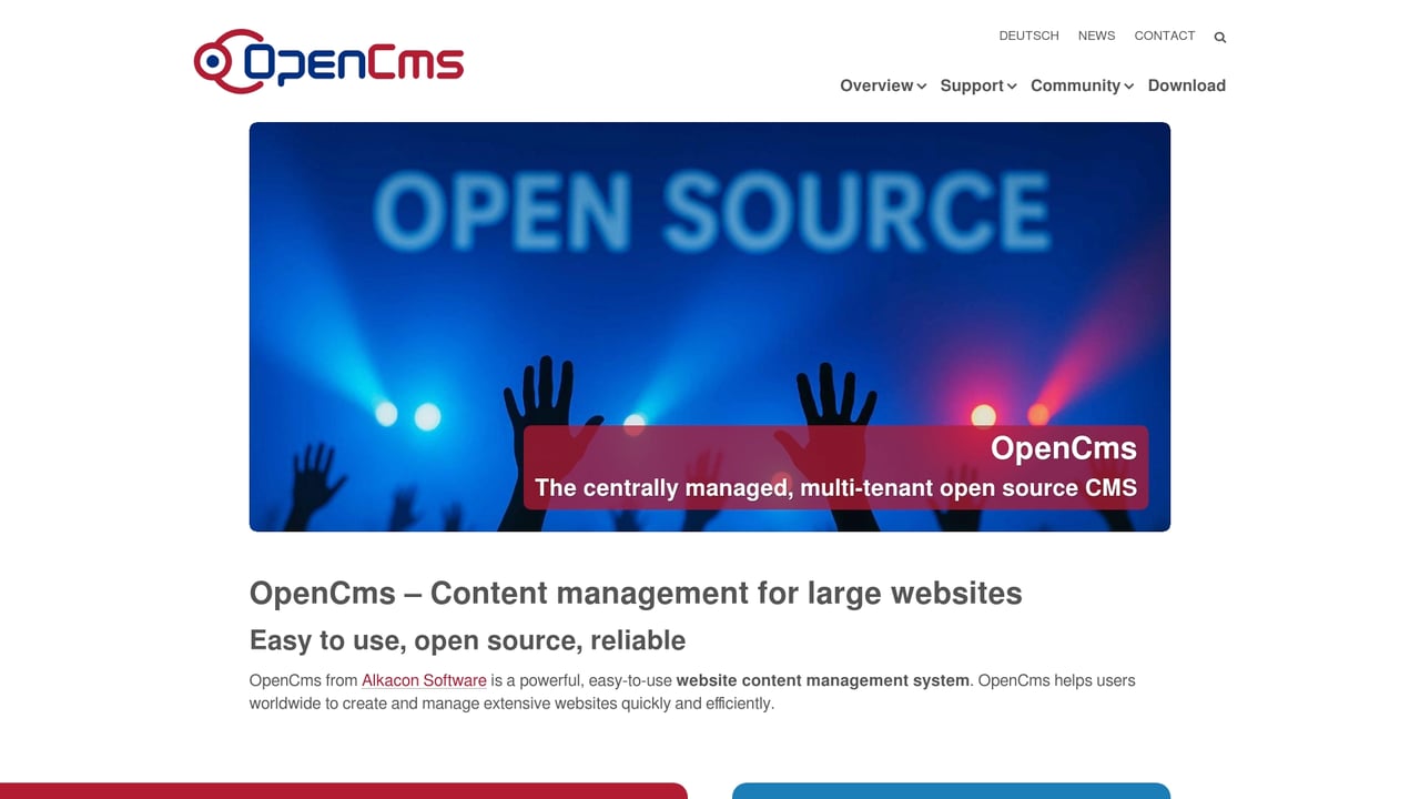 Screenshot of OpenCms website