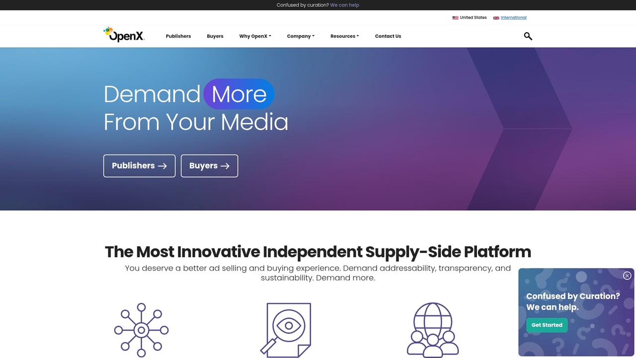 Screenshot of OpenX website