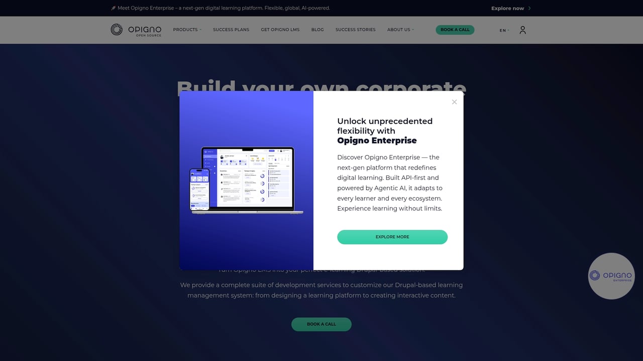 Screenshot of Opigno LMS website