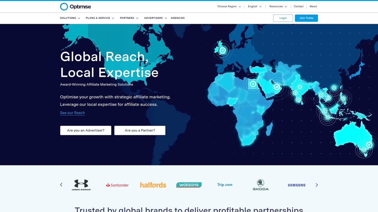 Screenshot of Optimise website