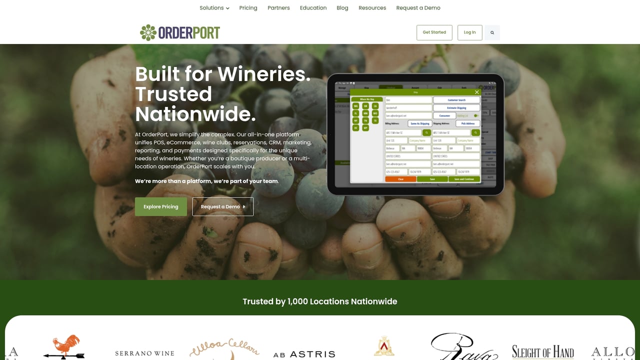 Screenshot of OrderPort website