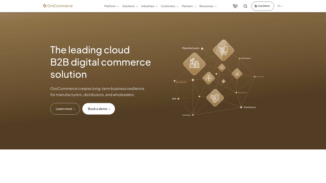 Screenshot of OroCommerce website