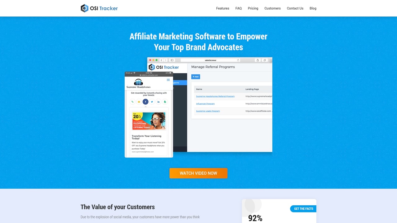 Screenshot of OSI Tracker website