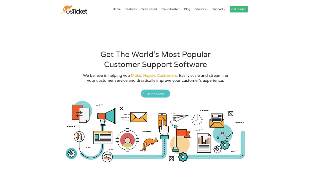 Screenshot of osTicket website