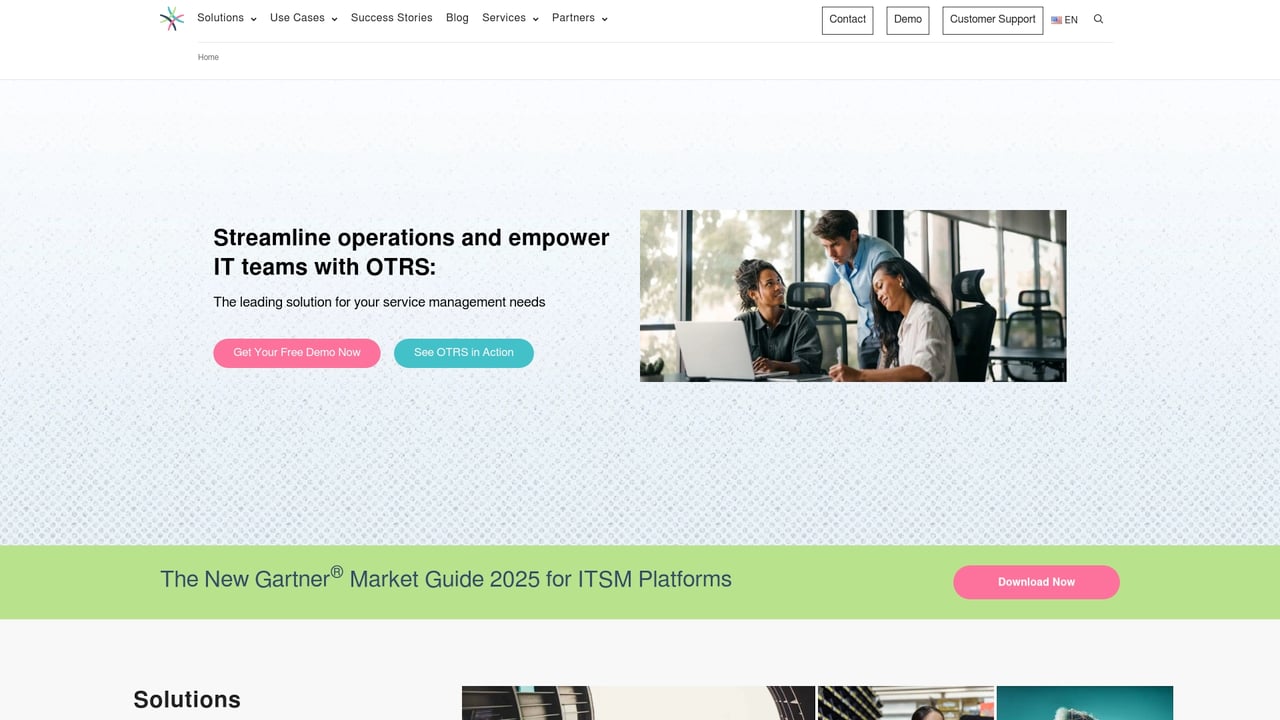 Screenshot of otrs website