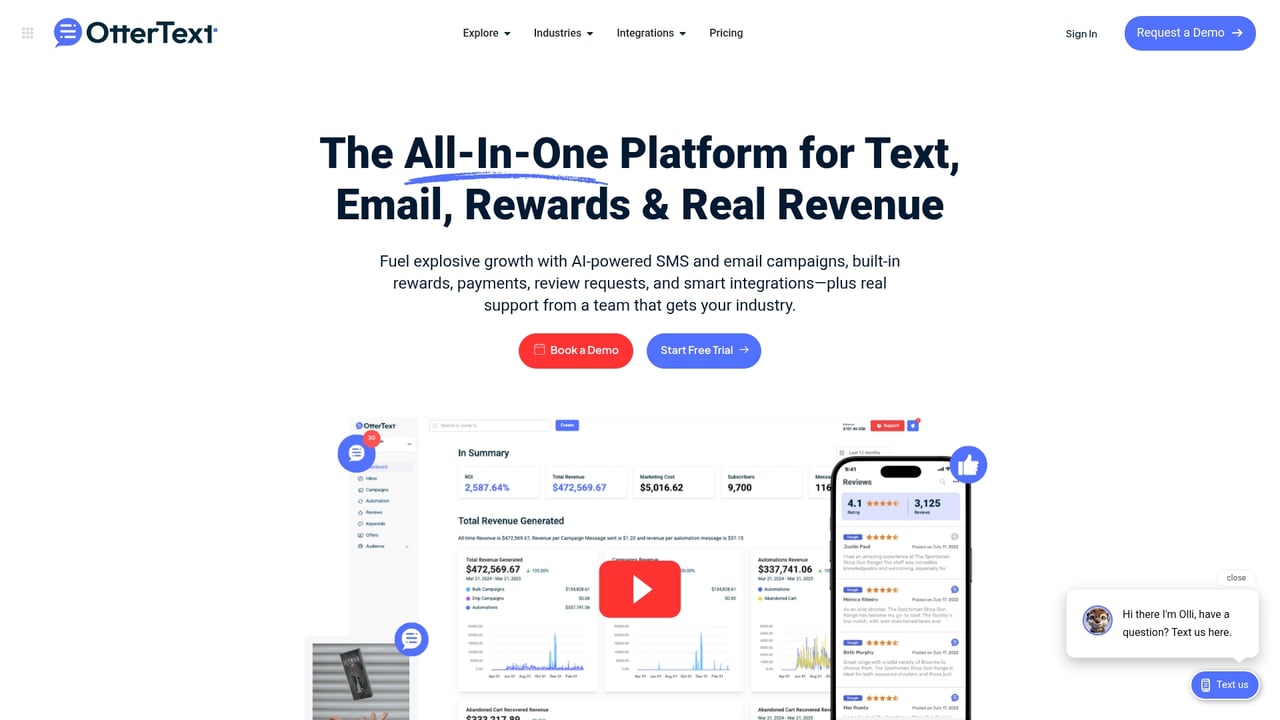 Screenshot of OtterText website