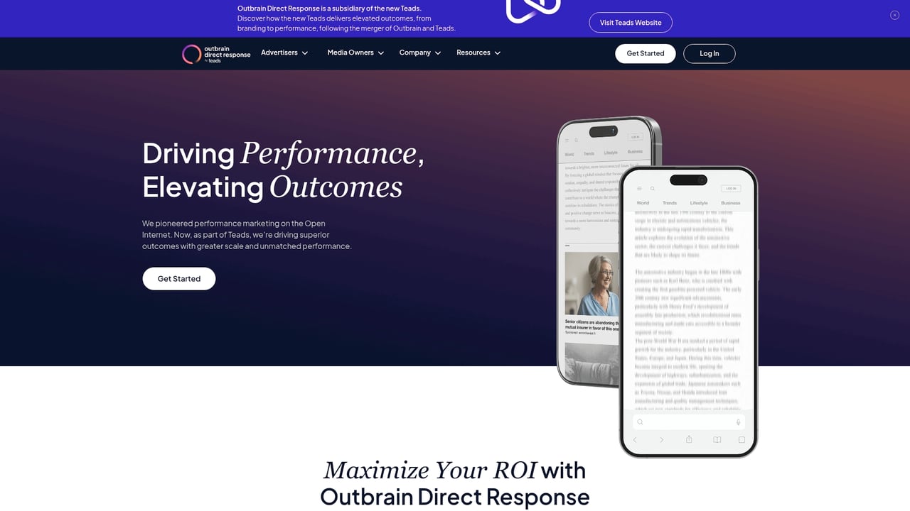 Screenshot of Outbrain website