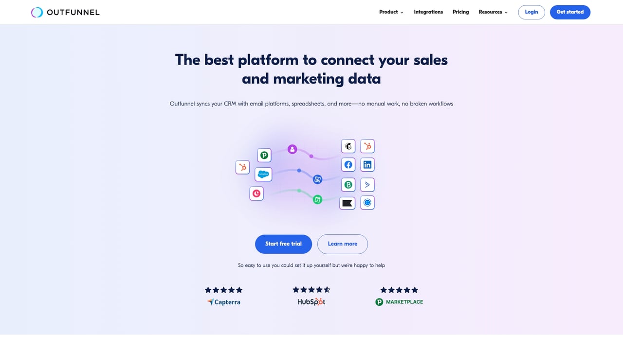 Screenshot of Outfunnel website