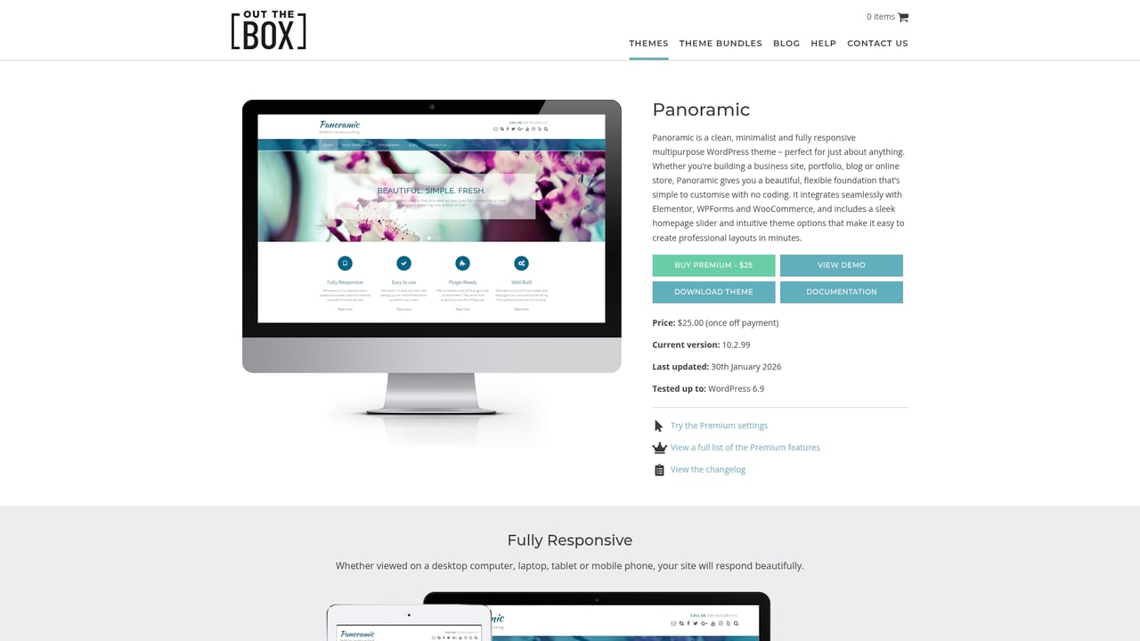 Screenshot of OutTheBoxThemes Panoramic website