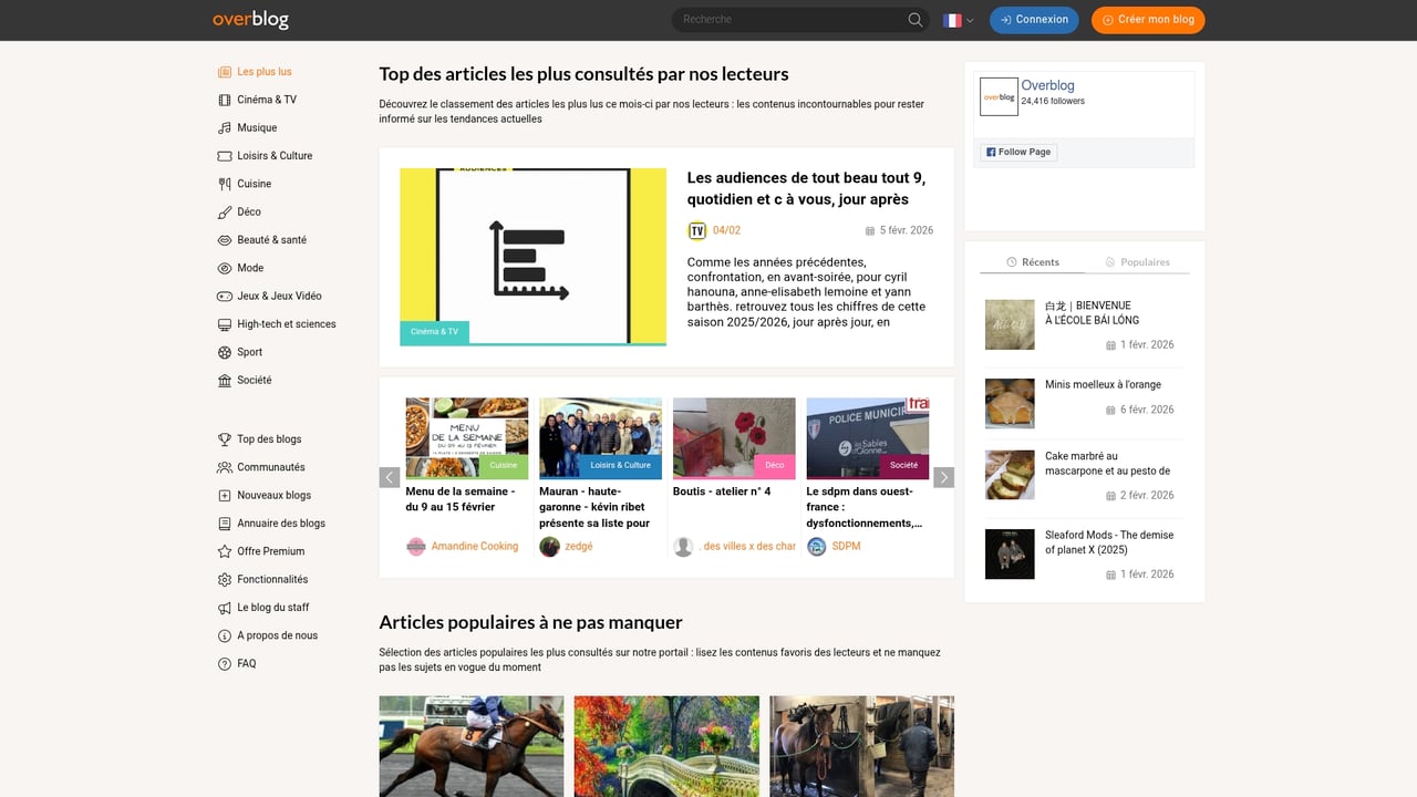 Screenshot of Overblog website